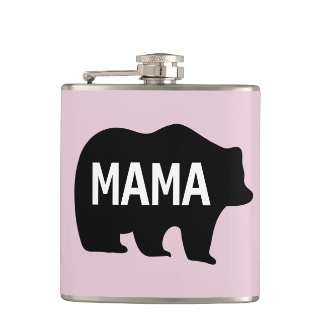 MOTHER'S DAY MAMA BEAR PINK Flask (Front)