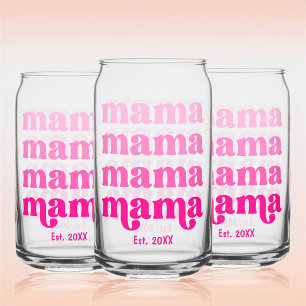 Mother's Day Mama Pink Modern Elegant Stylish Can Glass