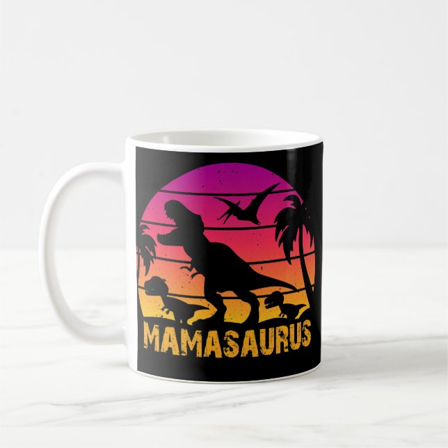 Mother's Day MAMASAURUS T Rex Dinosaur Family Coffee Mug (Left)