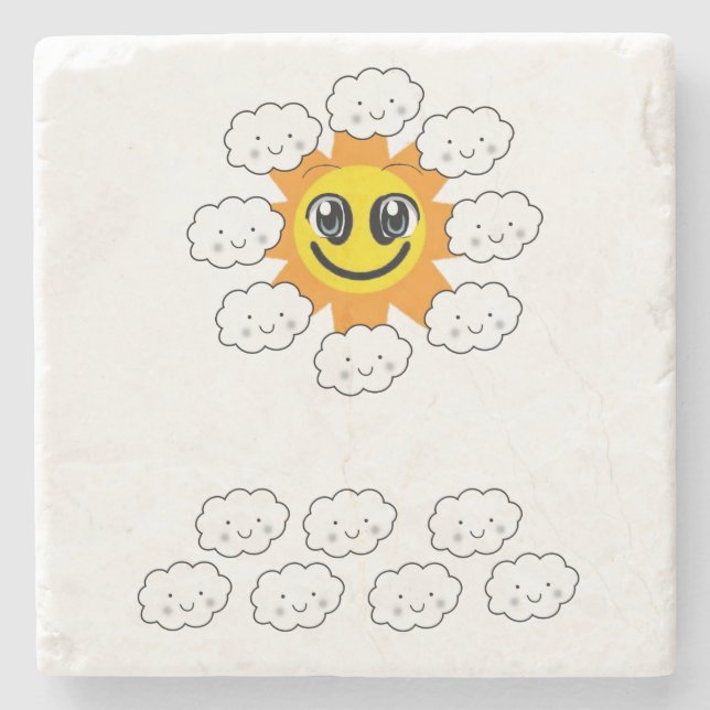 Mother's Day Marble Stone Coaster Clouds (Front)