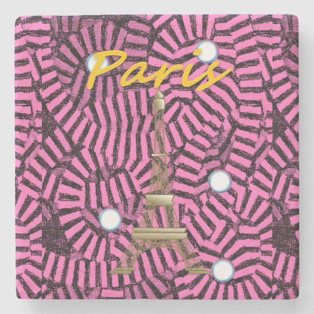 Mother's Day Marble Stone Coaster Paris, France (Front)