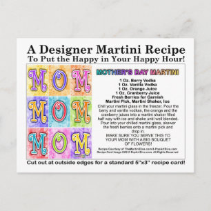 Mother's Day Martini Recipe Card Postcard