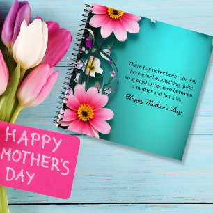 Mother's Day message in cyan customisable Notebook