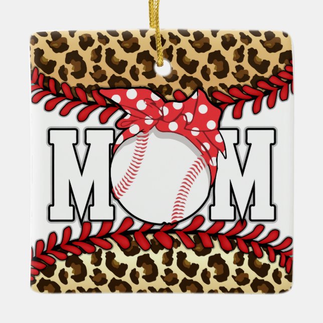 Mother's Day Messy Hair Baseball  Ceramic Ornament (Front)