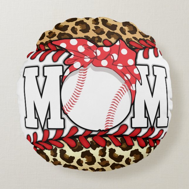 Mother's Day Messy Hair Baseball  Round Cushion (Front)