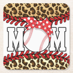 Mother's Day Messy Hair Baseball Square Paper Coaster