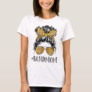 Mother's day Messy Hair Woman Bun Band Mum marchin T-Shirt