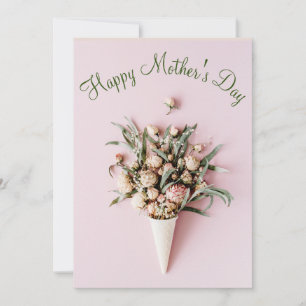 Mother's Day - Minimalist- Flowers - Cone Holiday Card