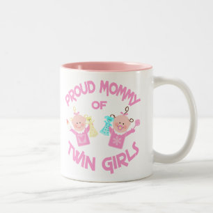 Mother's Day Mm of Twin Girls Two-Tone Coffee Mug