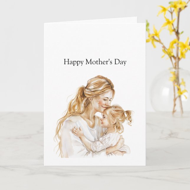 Mother's Day Mom Daughter Blond Card (Yellow Flower)