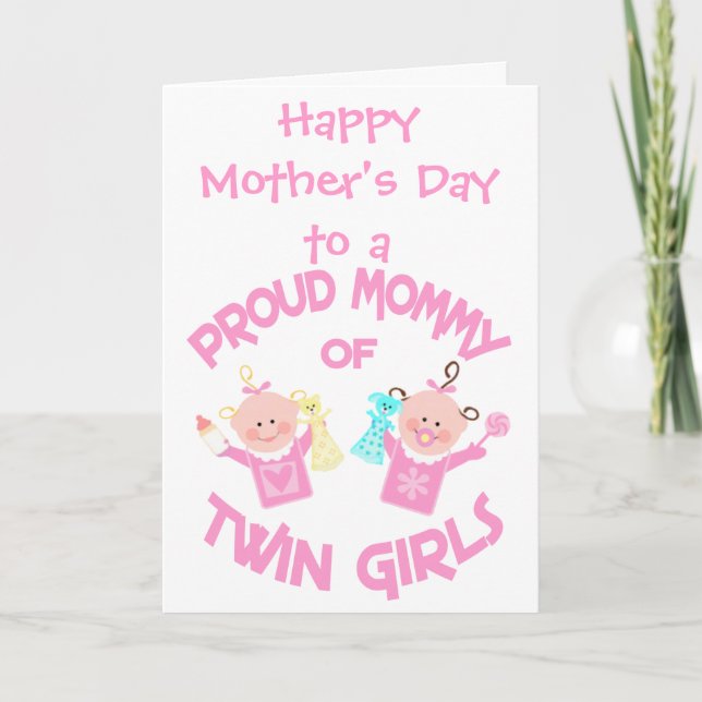 Mother's Day Mom of Twin Girls Greeting Card (Front)
