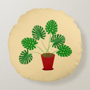 Mothers Day Monstera Plant Double Side Print Round Cushion