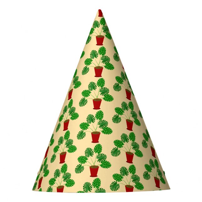 Mothers Day Monstera Plant Patterned Party Hat (Front)