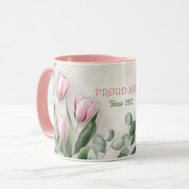 Mother's Day Mug Text "MOM" "Since 1972" (Front Left)
