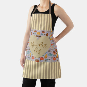 Mothers Day,Mum Best Chef, Stripes,Modern,Cute Apr Apron