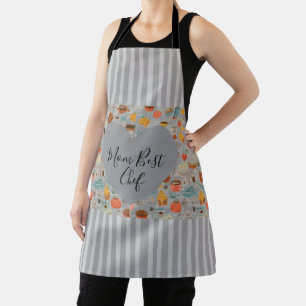 Mothers Day,Mum Best Chef, Stripes,Modern,Cute Apron