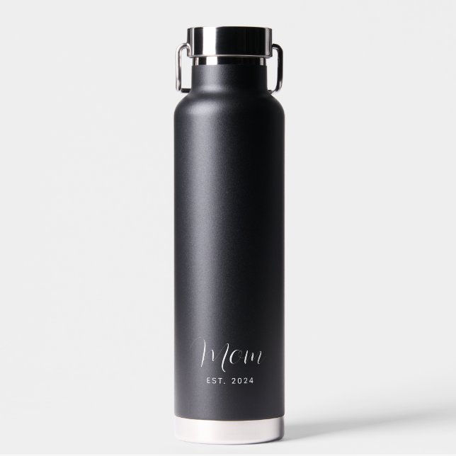 Mothers Day Mum Established Script Elegant Water Bottle (Front)