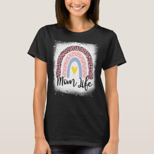Mother's Day Mum Life Leopard Rainbow Mama Women T-Shirt