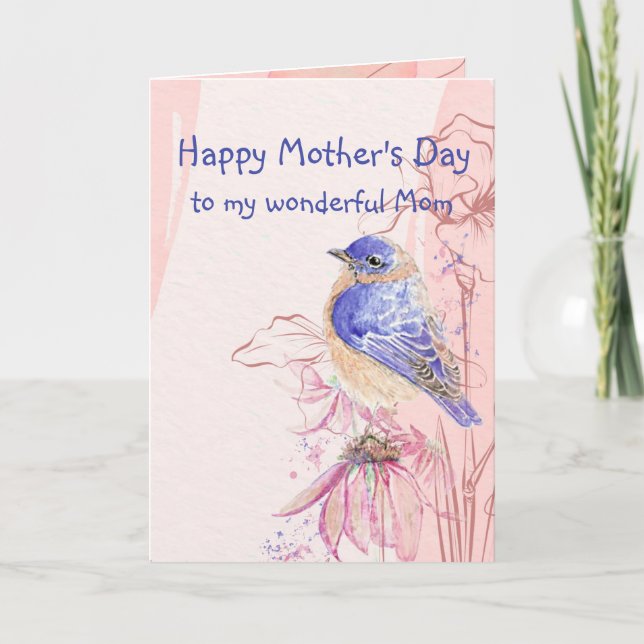 Mother's Day Mum Mother Bluebird Garden Bird Card (Front)