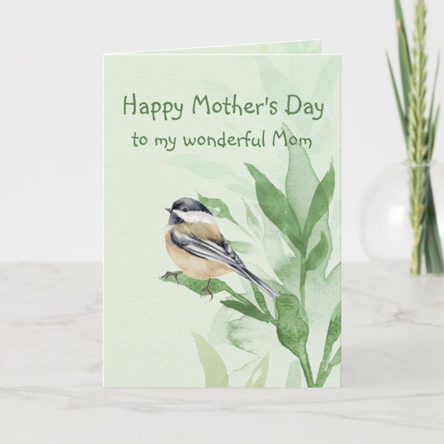 Mother's Day Mum Mother Chickadee Garden Bird Card (Front)