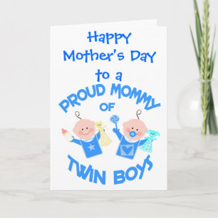 Mother's Day Mum of Twin Boys Greeting Card