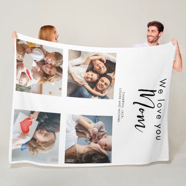 mothers day,mum,photo collage,we love you,typograp fleece blanket (In Situ)