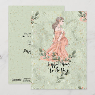 Mother's Day Mum-to-be Green Holiday Card