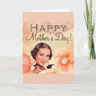 Mothers Day Mum Vintage Retro Floral Holiday Card