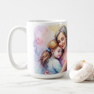 Mother's Day mum watercolor drawing daughter. Coffee Mug