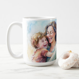 Mother's Day mum watercolor drawing daughter. Coffee Mug