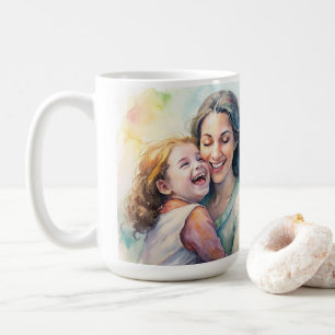 Mother's Day mum watercolor drawing daughter. Coffee Mug