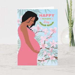 Mother's Day Mummy-to-Be Cherry Blossoms Holiday Card