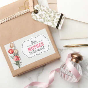 Mother's Day mummy watercolor drawing daughter. Rectangular Sticker