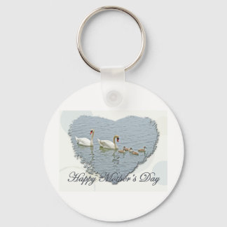 Mother's Day Mute Swan Famly Key Ring