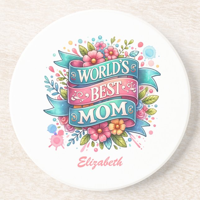 Mother's Day Nature Lovers Floral Personalised  Coaster (Front)