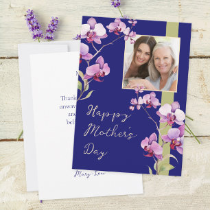 Mother's Day Navy Orchid Photo Card
