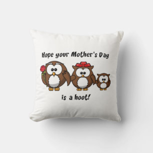 Mother's Day Owl Family Hoot Cartoon Illustration Cushion