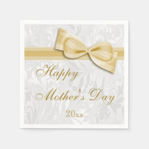 Mother's Day Party Damask and Bow Napkin
