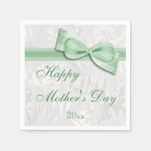 Mother's Day Party Damask and Bow Napkin