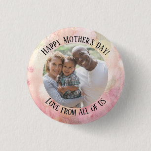 Mother's Day Pastel Pink Green Watercolor Tie-Dye 3 Cm Round Badge