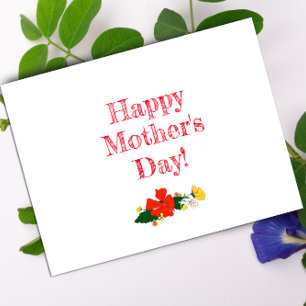Mother's day pattern  red flowers watercolor  postcard