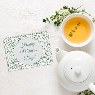 Mother's day pattern watercolor leaves postcard