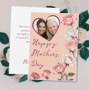 Mother's Day Peach Heart Frame Photo Card