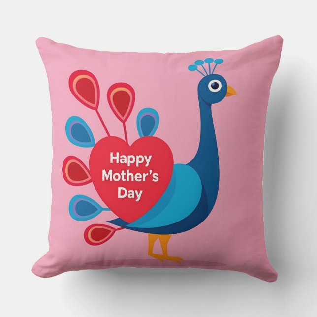 Mother's Day Peacock Love Display Cushion (Front)