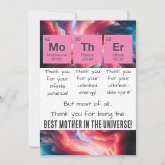 Mother's Day Periodic Table Thank You Card