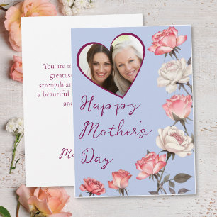 Mother's Day Periwinkle Blue Heart Frame Photo Card