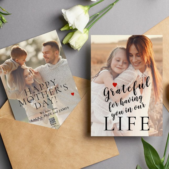 Mothers Day personalised 2 photos and text Holiday Card (Creator Uploaded)