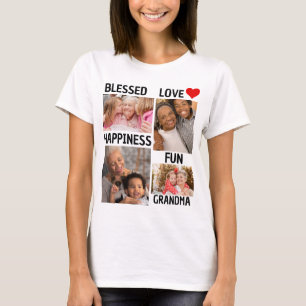 Mothers Day Personalised Blessed Grandma 4 Photo T-Shirt