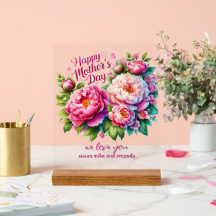 Mother's Day Personalised Peony Acrylic Sign