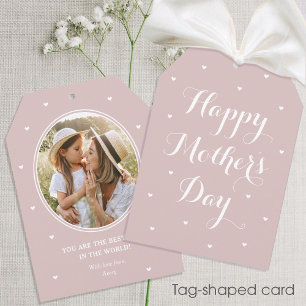 Mother's Day Personalised Photo Name Dusty Pink Card